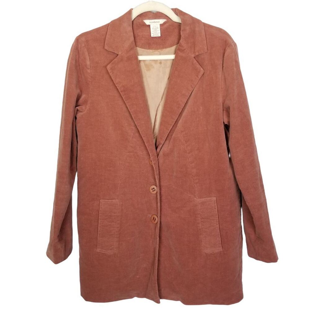 Sundance Womens Corduroy Long Blazer Size S Rust Boho Poet's Jacket Layering